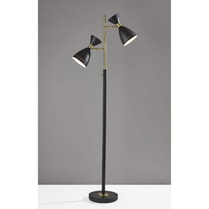 68" Black Task Floor Lamp With Black Metal Cone Shade