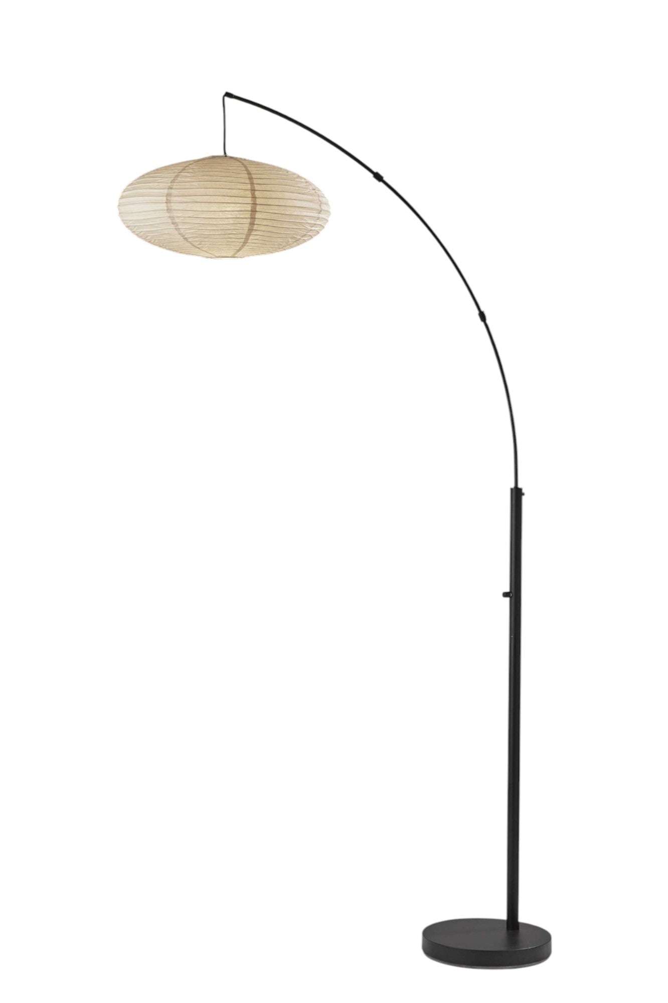 80" Black Arc Floor Lamp With Beige Solid Color Globe Shade