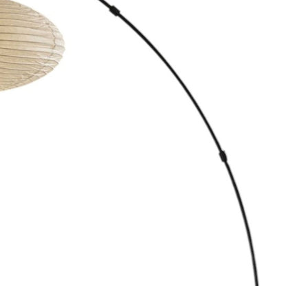 80" Black Arc Floor Lamp With Beige Solid Color Globe Shade