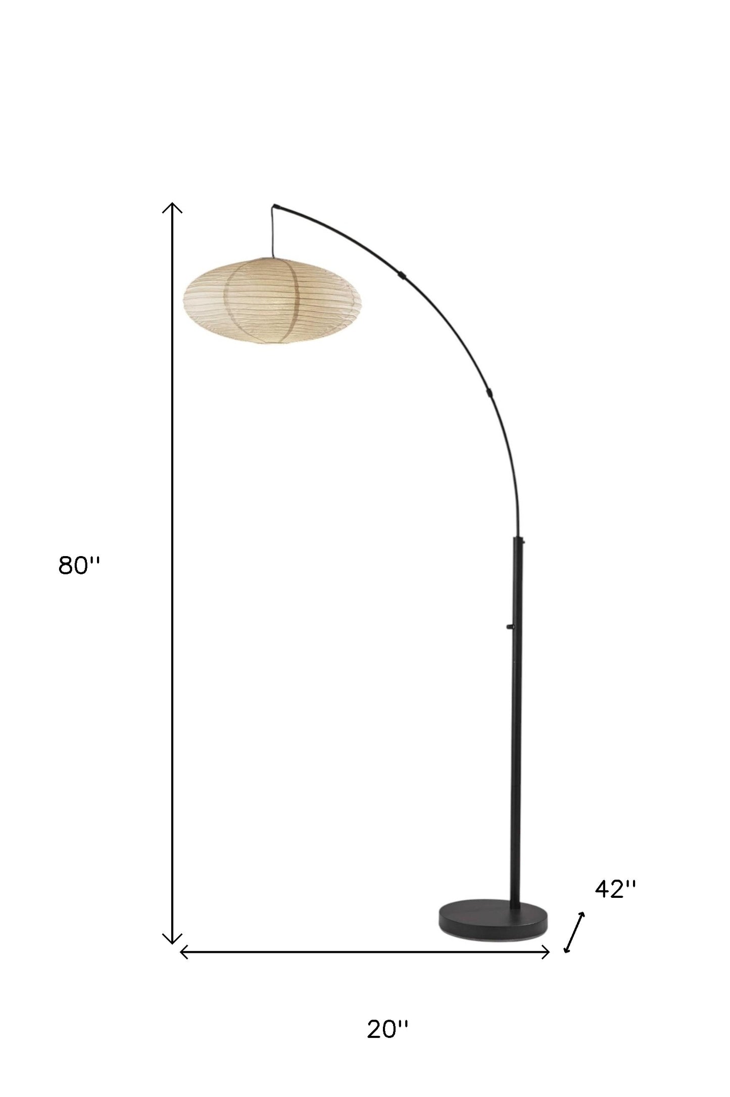 80" Black Arc Floor Lamp With Beige Solid Color Globe Shade