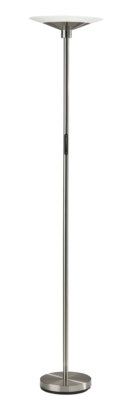 71" Steel Led Torchiere Floor Lamp With White Solid Color Cone Shade