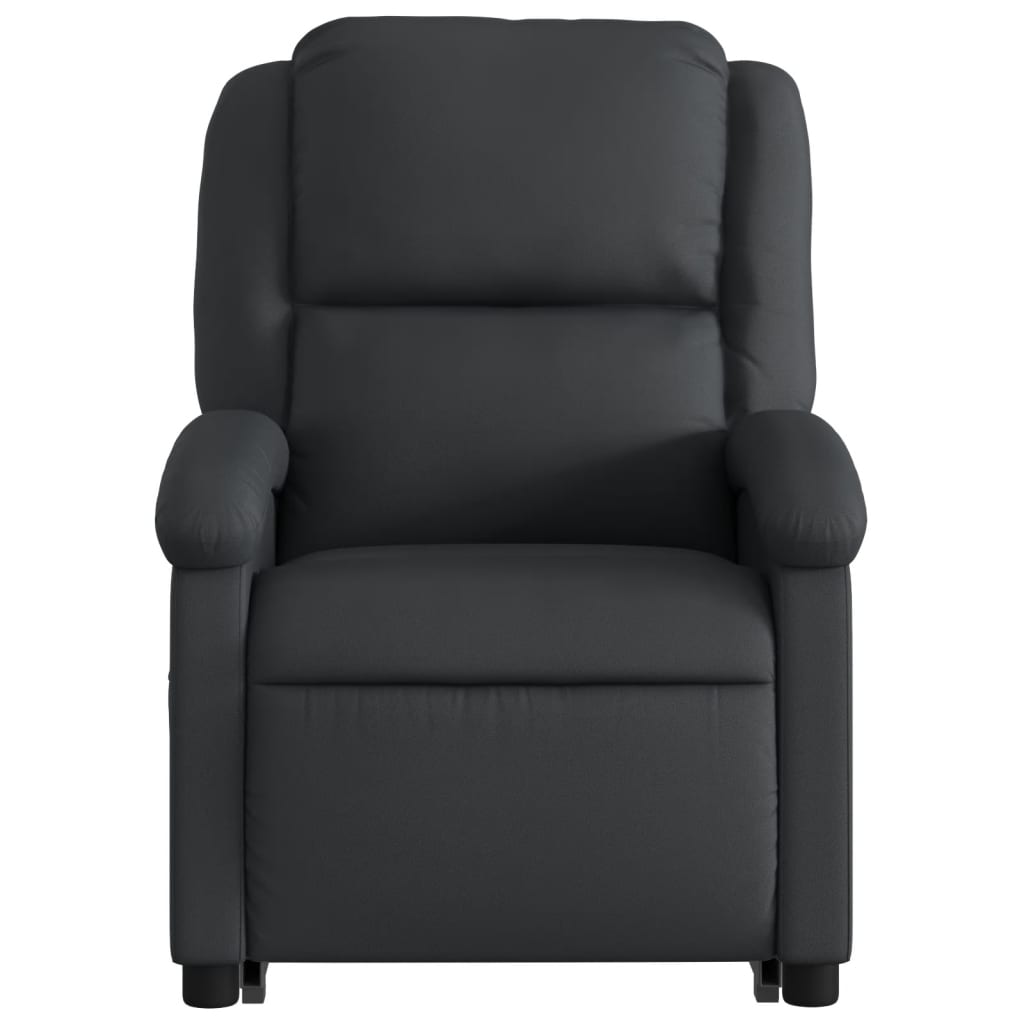 Electric Stand up Massage Recliner Chair Black Real Leather