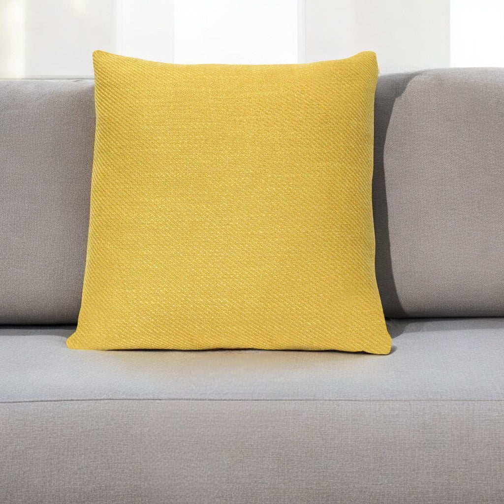 18" Mustard Yellow Tweed Textured Velvet Throw Pillow