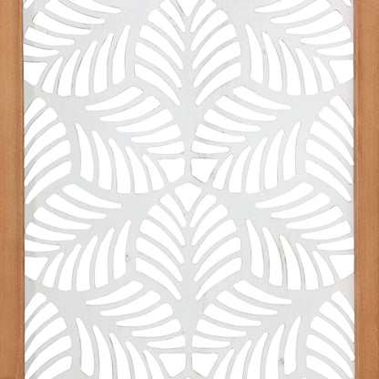 Carved Leaf Wood Framed Wall Panel