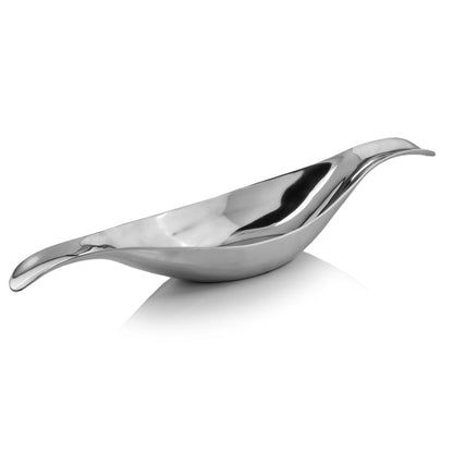 8" Silver Aluminum Long Wavy Bowl