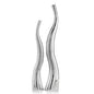 Set of Two Aluminum Silver Wavy Floor Vases