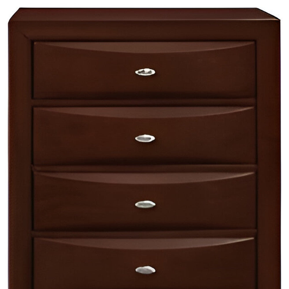 32" Espresso Solid Wood Five Drawer Chest