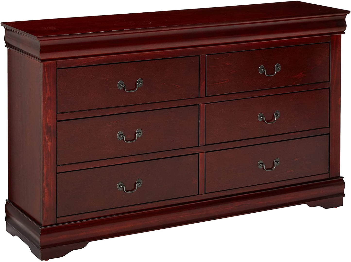 57" Black Solid Wood Six Drawer Double Dresser