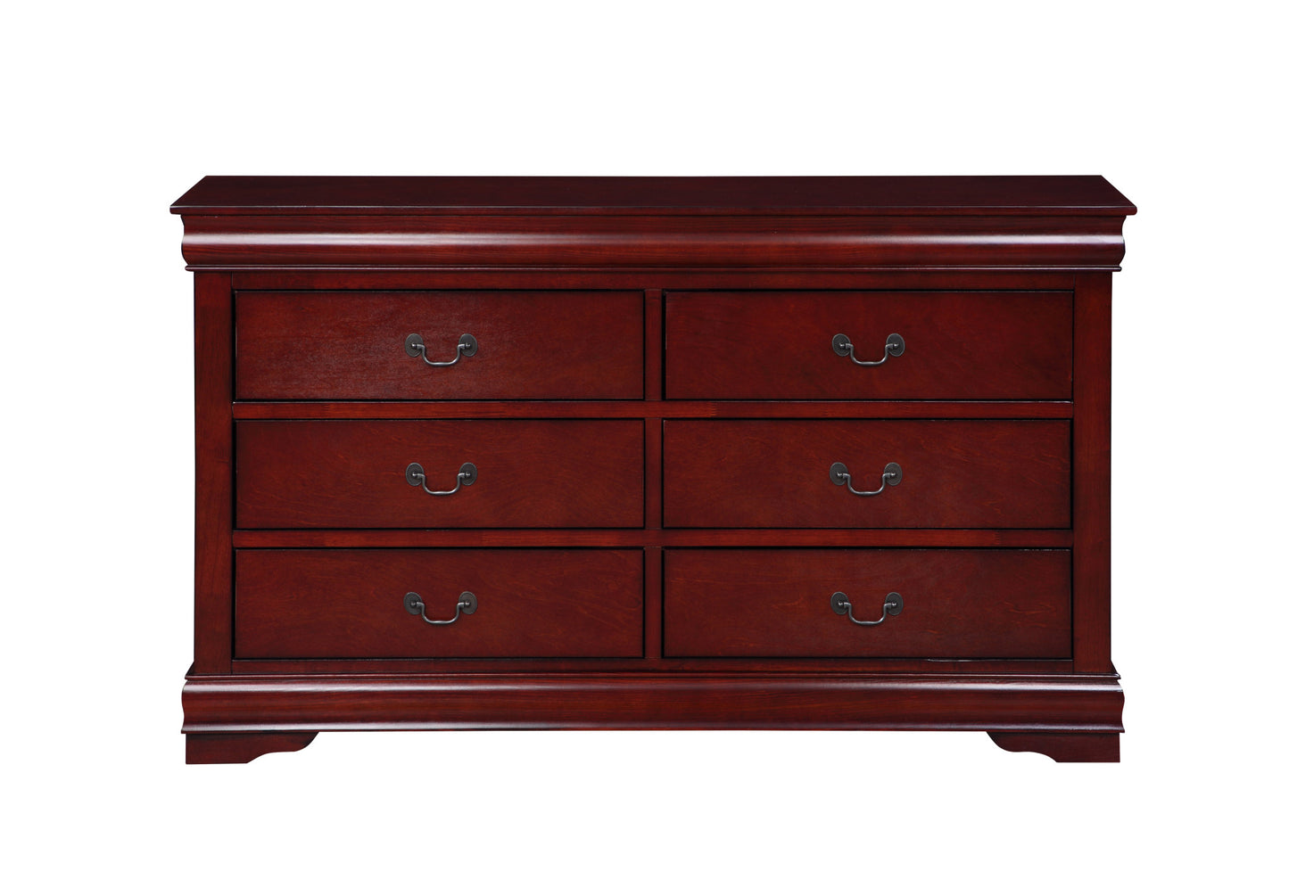 57" Black Solid Wood Six Drawer Double Dresser