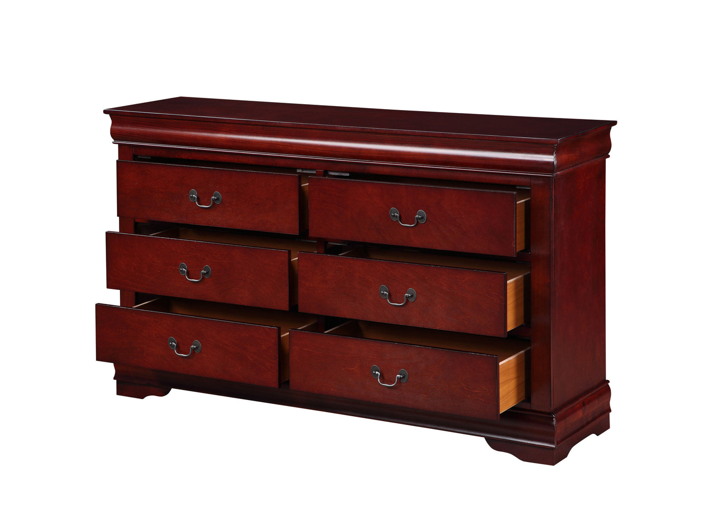 57" Black Solid Wood Six Drawer Double Dresser