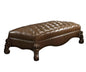 65" Brown Tufted Faux Leather Upholstered Bench