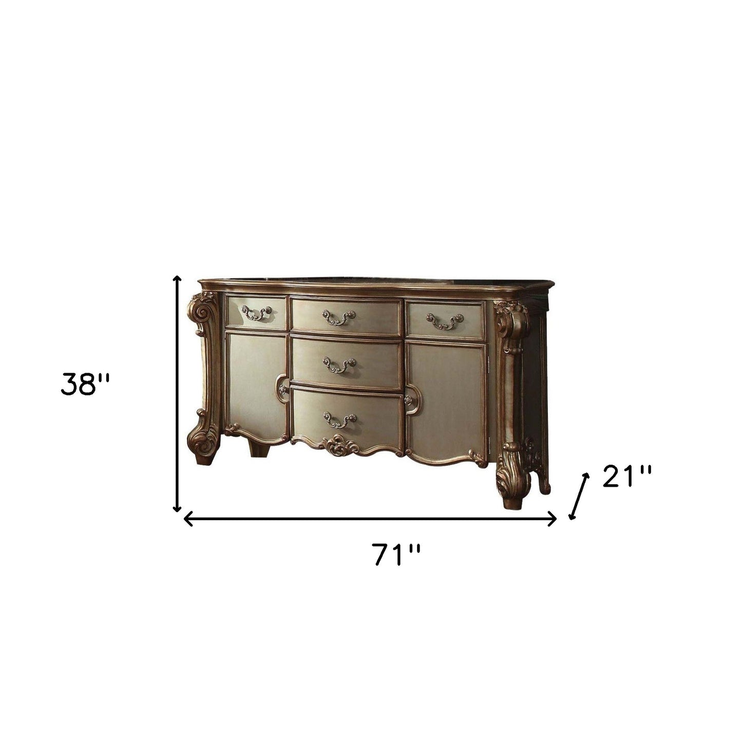 70" Bone White Solid Wood Six Drawer Combo Dresser