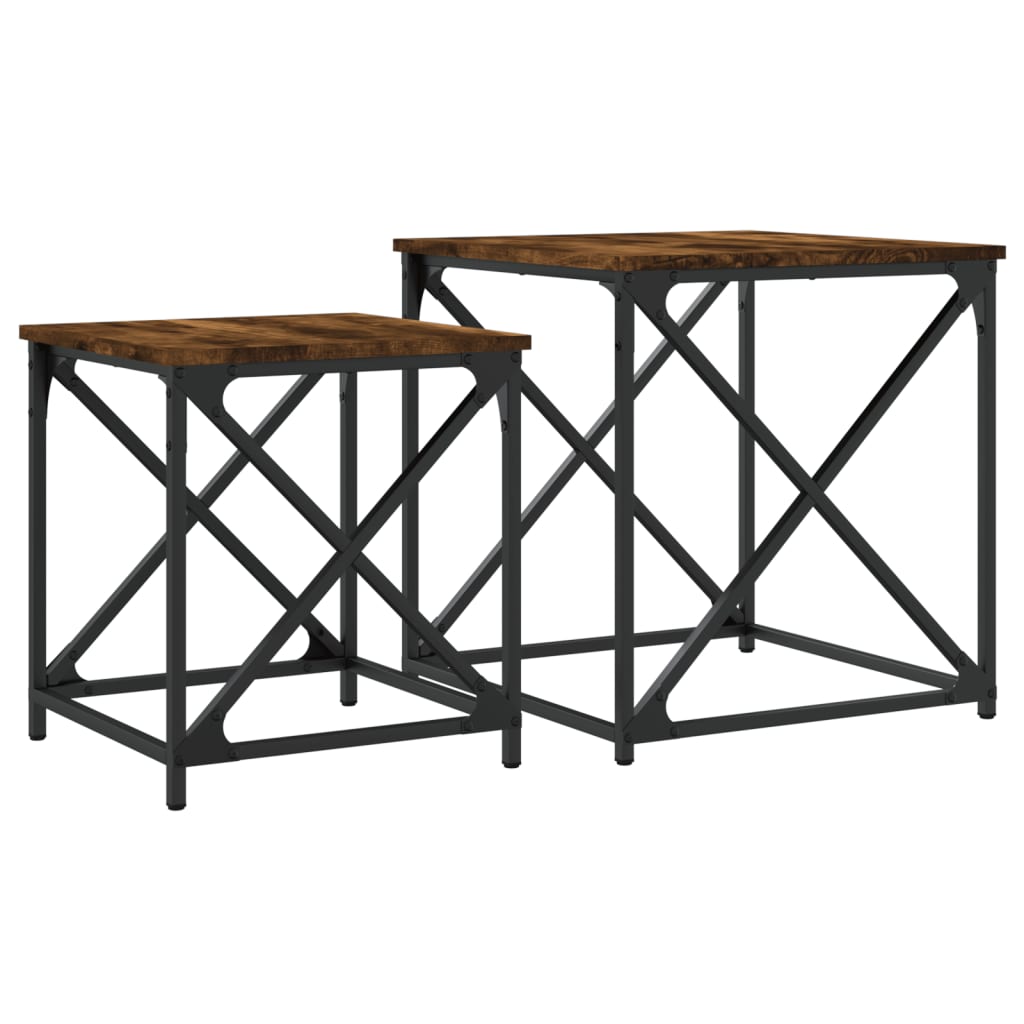 Nesting Coffee Tables 2 pcs Smoked Oak Engineered Wood