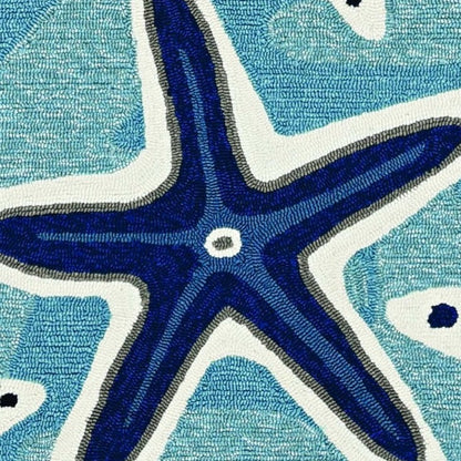 8' Round Blue Round Abstract Handmade Indoor Outdoor Area Rug