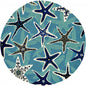 8' Round Blue Round Abstract Handmade Indoor Outdoor Area Rug