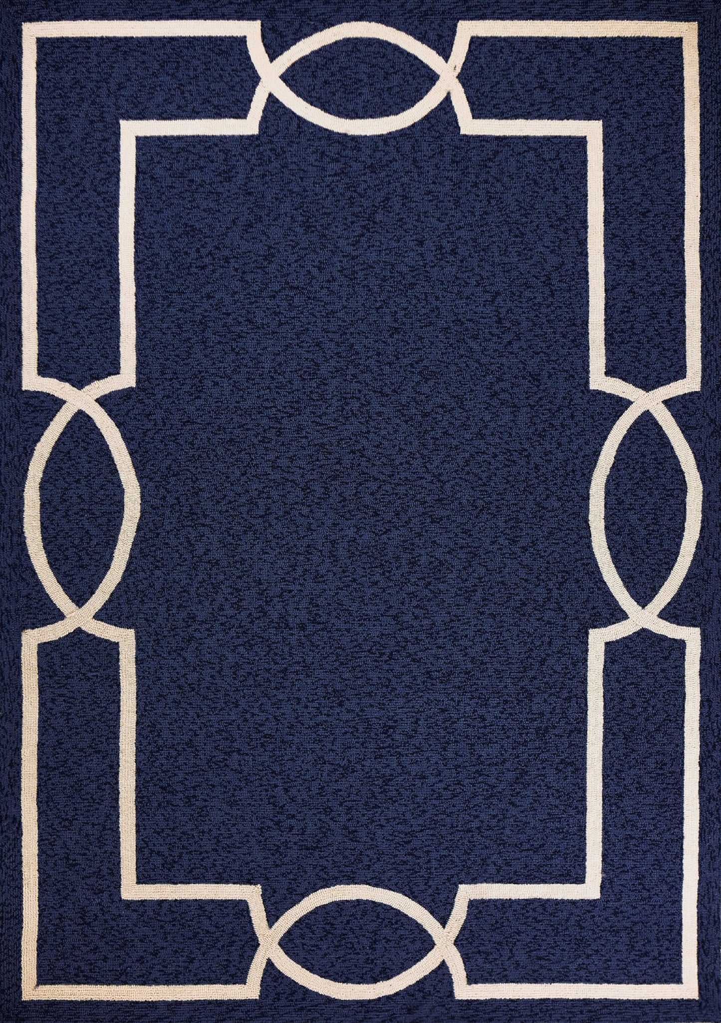 5' X 7' Blue and Ivory Handmade Indoor Outdoor Area Rug