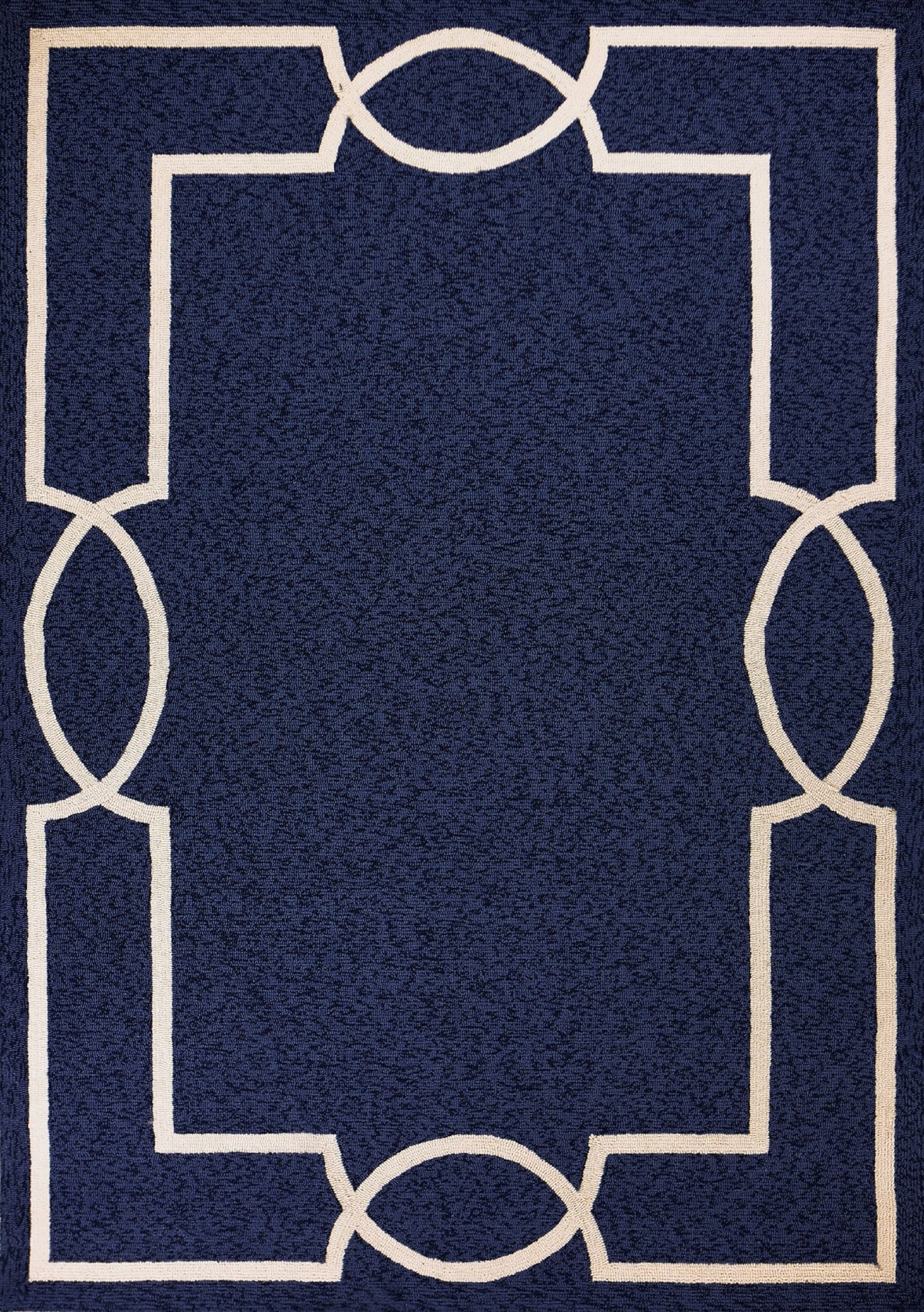 5' X 7' Blue and Ivory Handmade Indoor Outdoor Area Rug