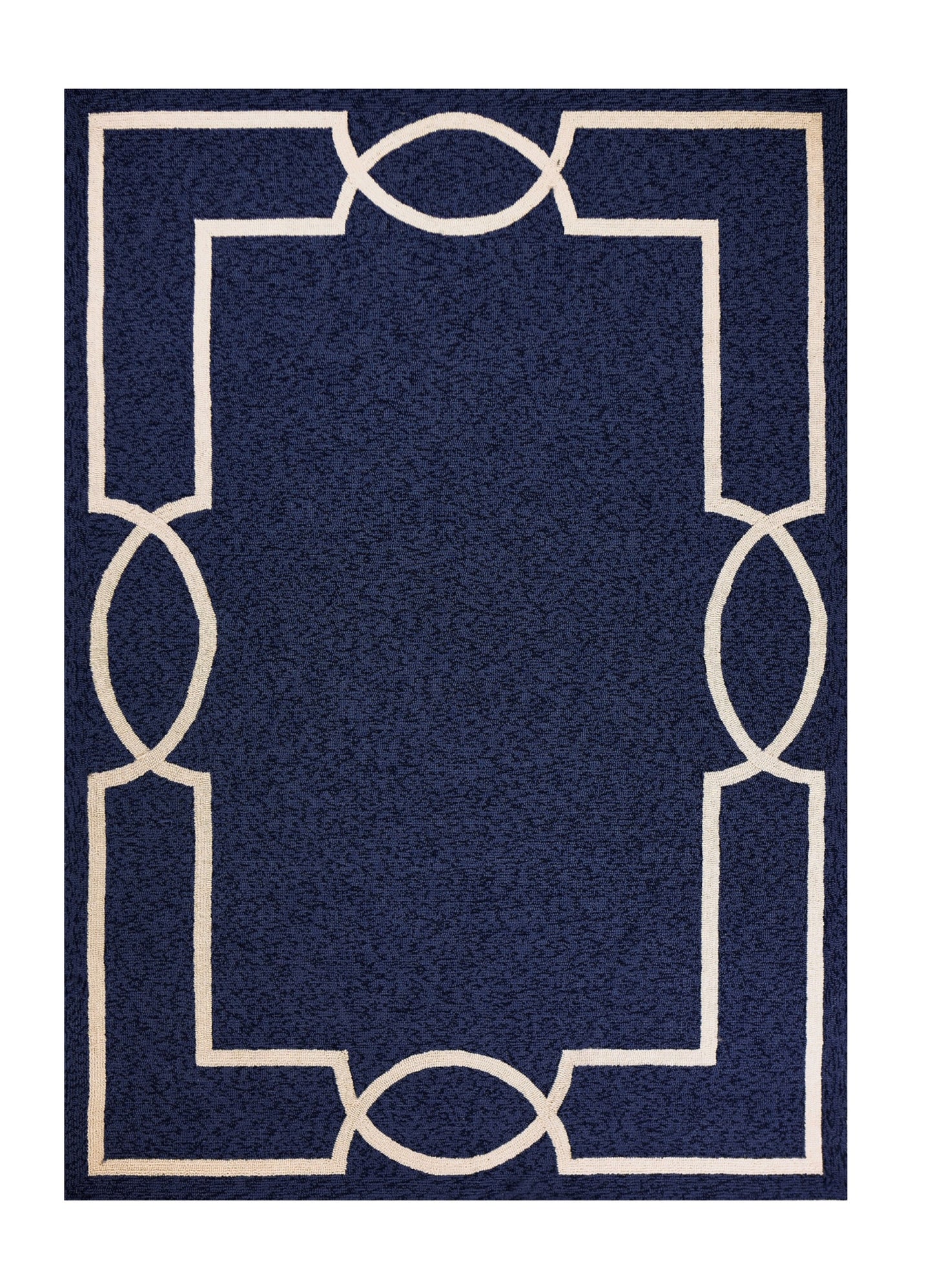 5' X 7' Blue and Ivory Handmade Indoor Outdoor Area Rug