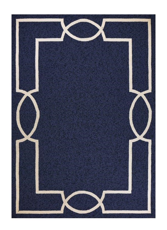 5' X 7' Blue and Ivory Handmade Indoor Outdoor Area Rug