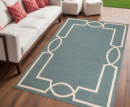 8' X 11' Gray and Ivory Handmade Indoor Outdoor Area Rug