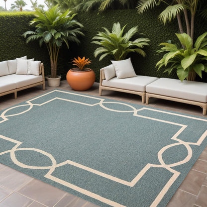 8' X 11' Gray and Ivory Handmade Indoor Outdoor Area Rug