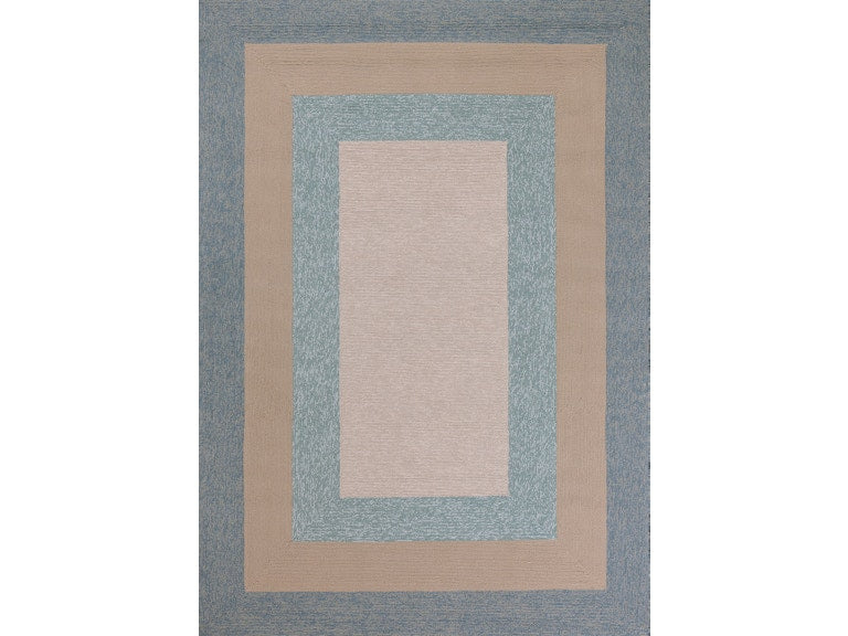 8' X 11' Blue and Beige Handmade Indoor Outdoor Area Rug