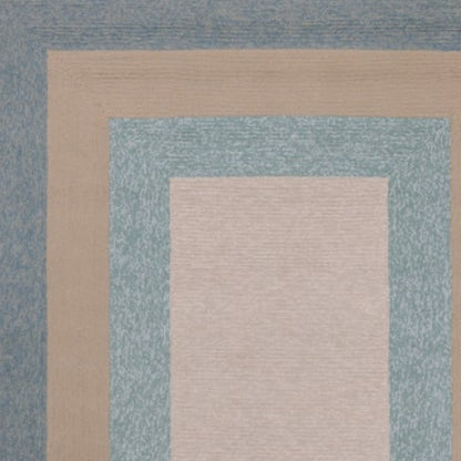 8' X 11' Blue and Beige Handmade Indoor Outdoor Area Rug