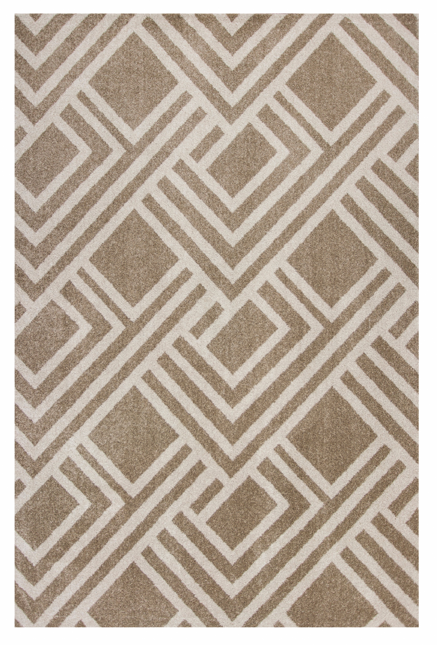 2' X 4' Beige Geometric Indoor Outdoor Area Rug