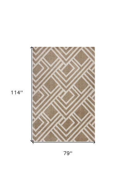 2' X 4' Beige Geometric Indoor Outdoor Area Rug