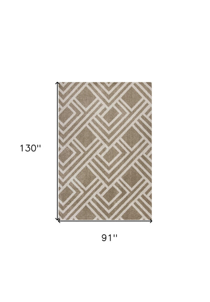 2' X 4' Beige Geometric Indoor Outdoor Area Rug