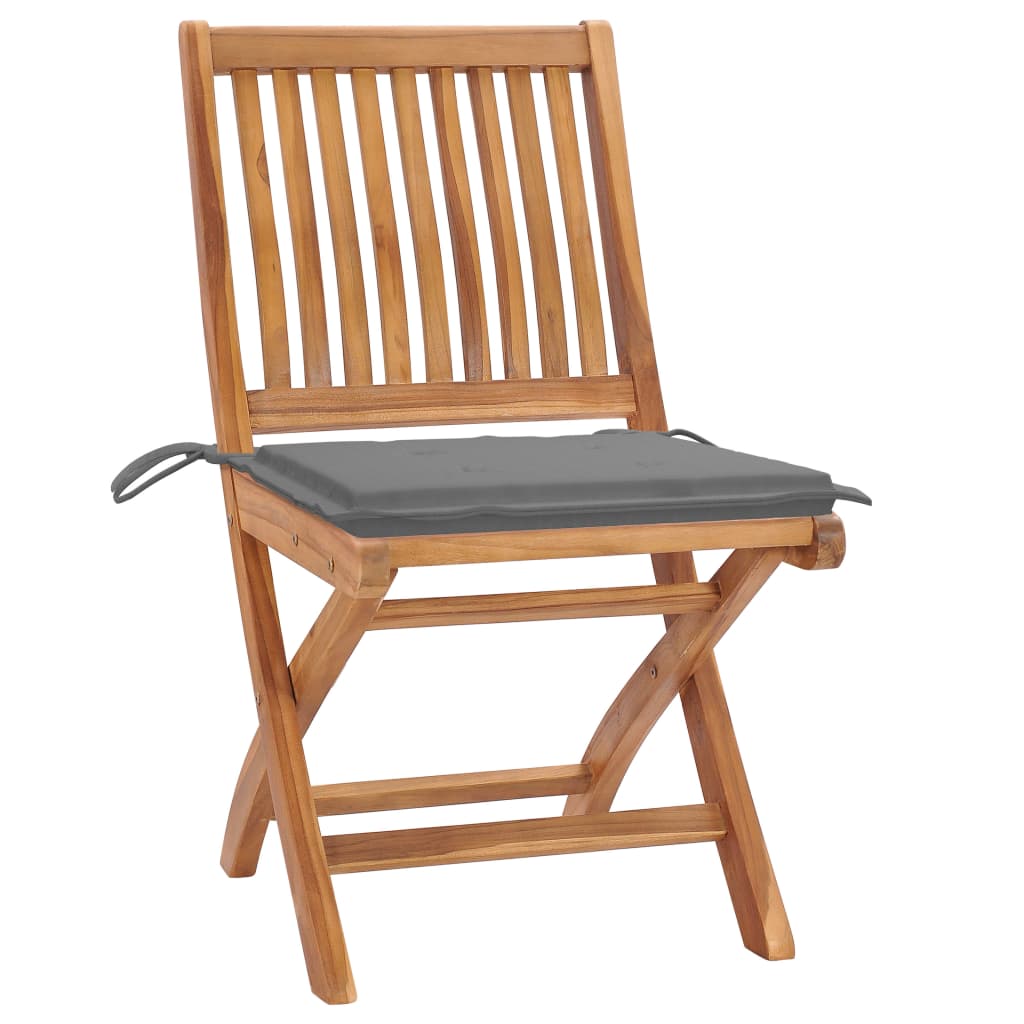 Folding Patio Chairs with Cushions 6 pcs Solid Teak Wood