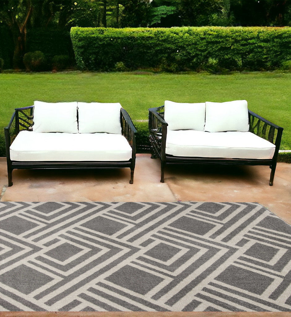 3' X 5' Gray Striped Indoor Outdoor Area Rug