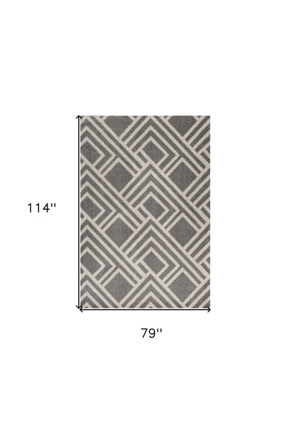 3' X 5' Gray Striped Indoor Outdoor Area Rug