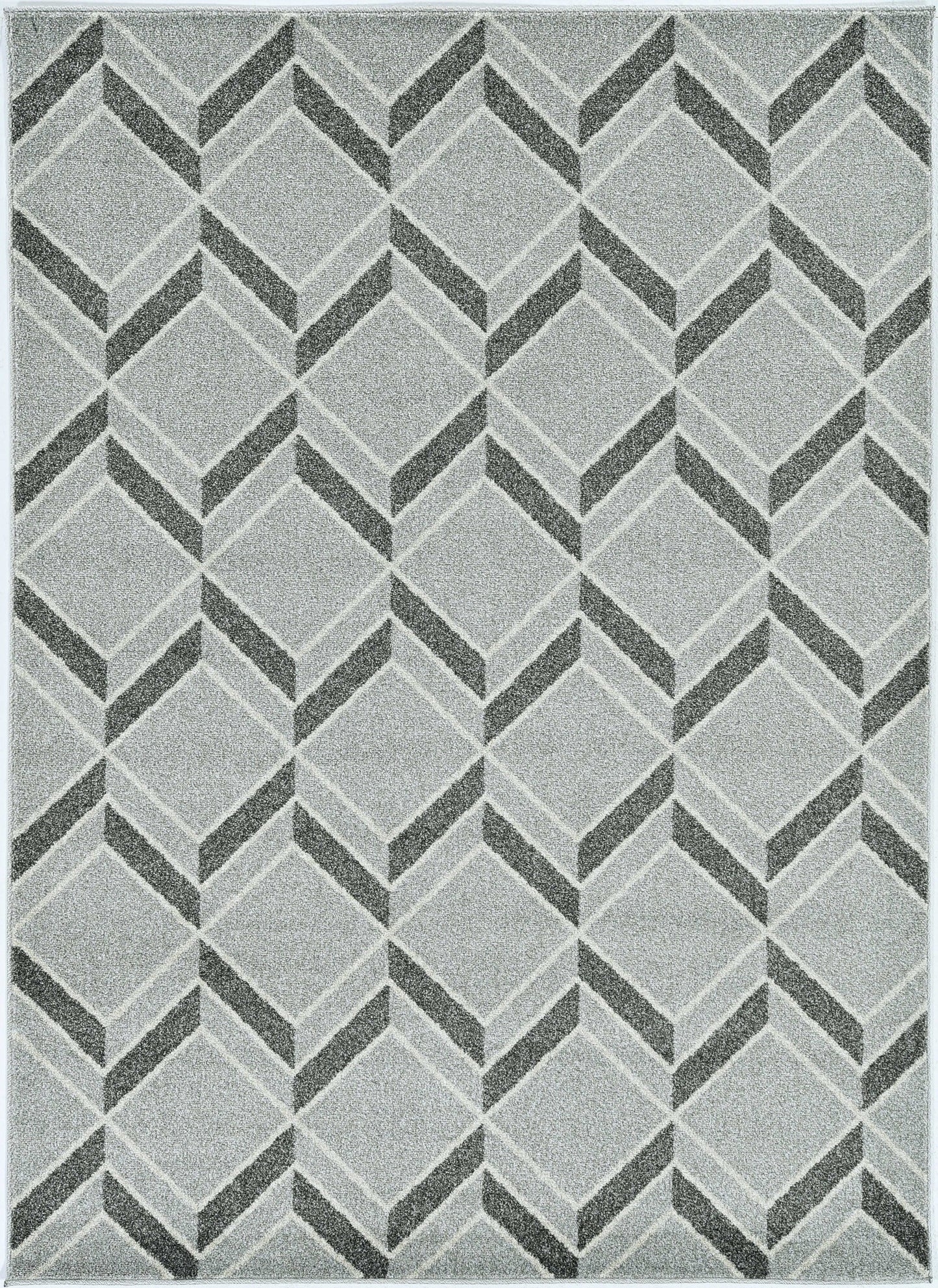 2' X 4' Green and Ivory Geometric Indoor Outdoor Area Rug