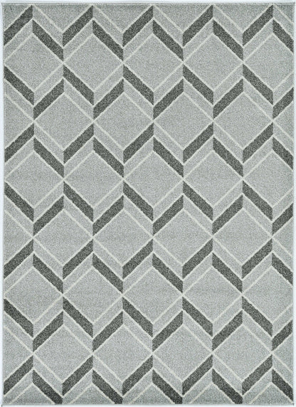 2' X 4' Green and Ivory Geometric Indoor Outdoor Area Rug