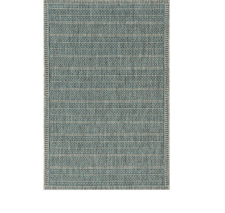 5' X 8' Teal Blue Southwestern Indoor Outdoor Area Rug