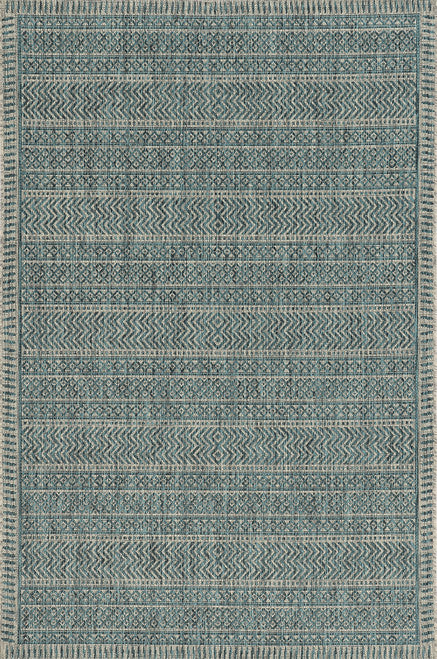 5' X 8' Teal Blue Southwestern Indoor Outdoor Area Rug