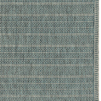 5' X 8' Teal Blue Southwestern Indoor Outdoor Area Rug