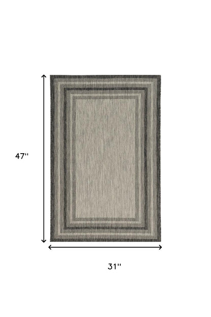 8' X 11' Gray Striped Indoor Outdoor Area Rug