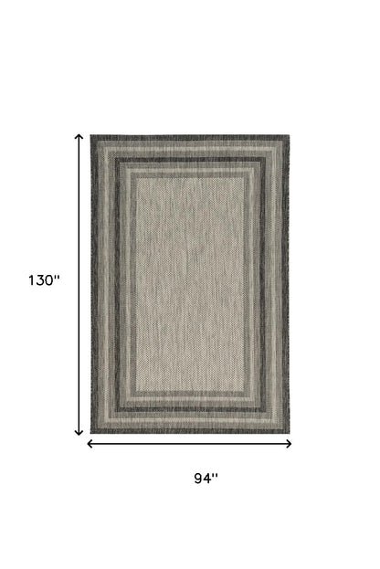 8' X 11' Gray Striped Indoor Outdoor Area Rug