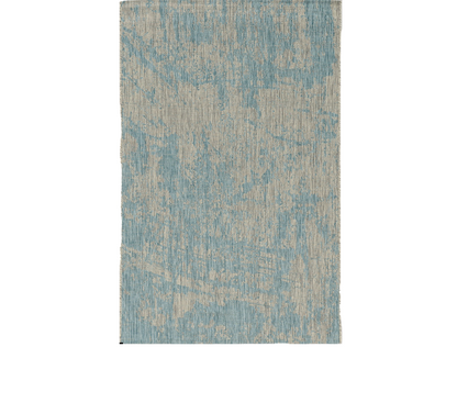 8' X 11' Teal Machine Woven Abstract Strokes Indoor Outdoor Area Rug