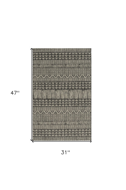 3' X 4' Charcoal Southwestern Indoor Outdoor Area Rug