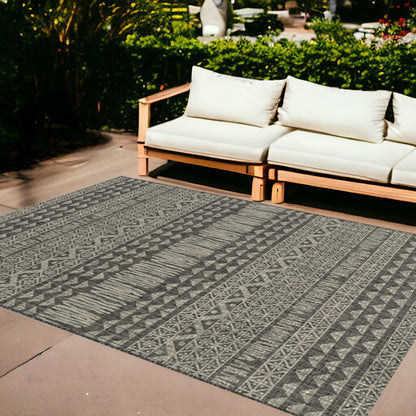 3' X 4' Charcoal Southwestern Indoor Outdoor Area Rug