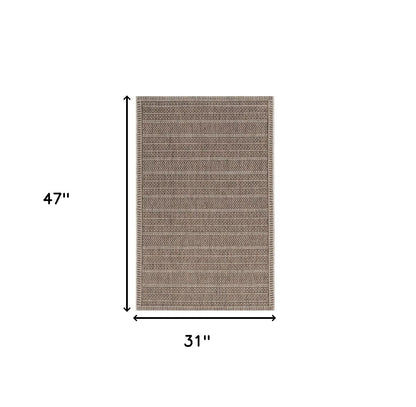 3' X 4' Brown Geometric Indoor Outdoor Area Rug