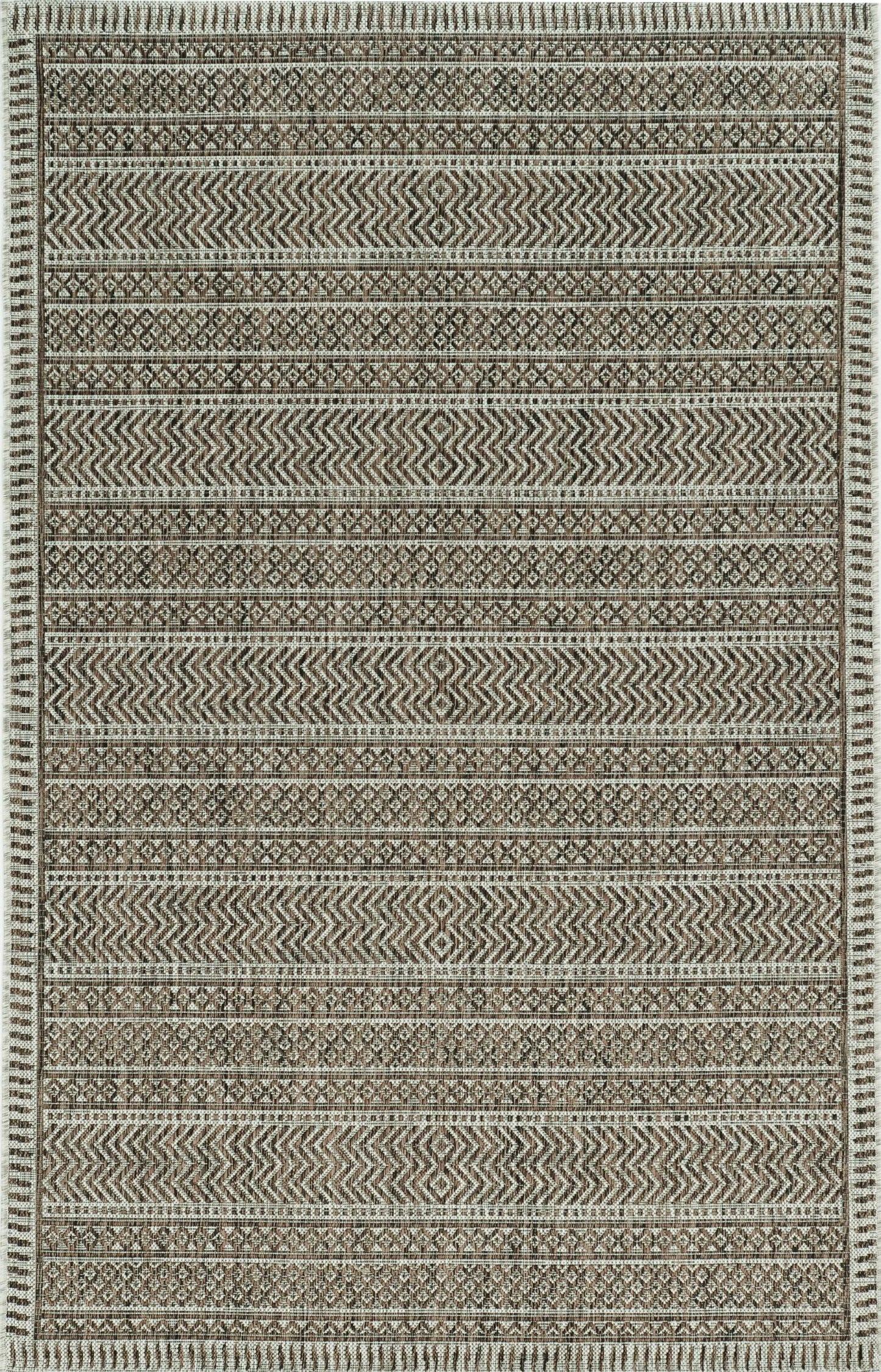 5' X 8' Brown Southwestern Indoor Outdoor Area Rug