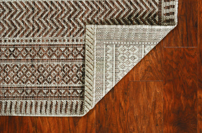 5' X 8' Brown Southwestern Indoor Outdoor Area Rug