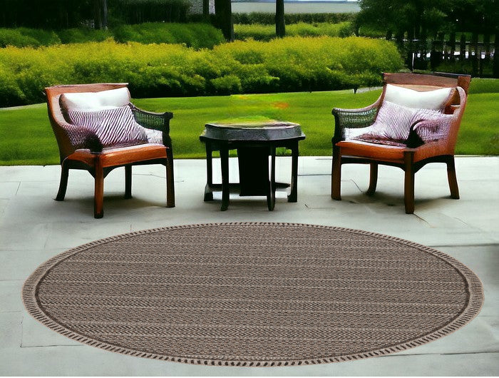 5' X 8' Brown Southwestern Indoor Outdoor Area Rug