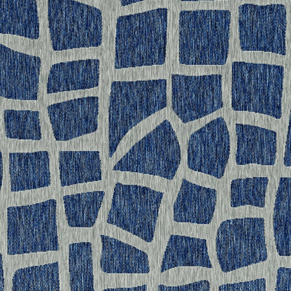 3' X 4' Blue and Gray Abstract Indoor Outdoor Area Rug