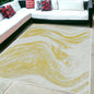 5' X 8' Gold and Ivory Abstract Indoor Outdoor Area Rug