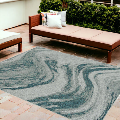 3' X 4' Gray Abstract Indoor Outdoor Area Rug